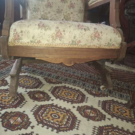 Image for Antique Eastlake Style Carved Wood Rocking Chair on Wheels