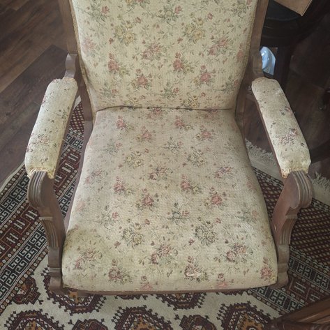 Image for Antique Eastlake Style Carved Wood Rocking Chair on Wheels