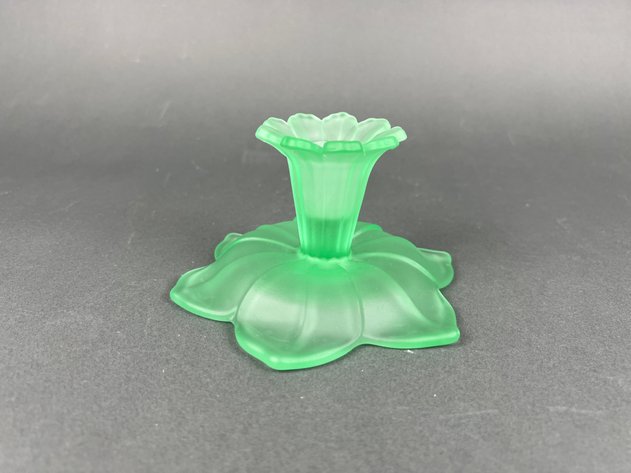 Image for Pewter Platter by Wilton, Tulip Glass Vases and Green Glass Uranium Candlestick