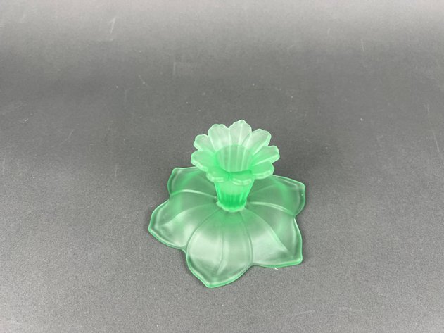 Image for Pewter Platter by Wilton, Tulip Glass Vases and Green Glass Uranium Candlestick