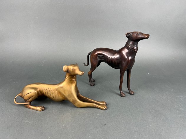 Image for Vintage Cast Metal Greyhound Dog Sculptures