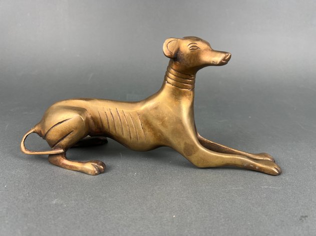 Image for Vintage Cast Metal Greyhound Dog Sculptures