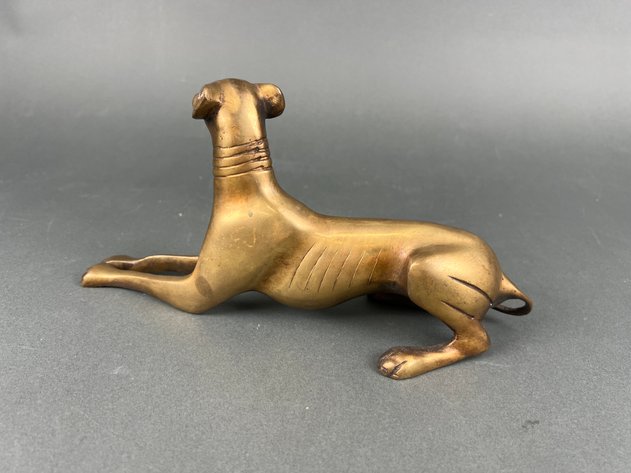 Image for Vintage Cast Metal Greyhound Dog Sculptures