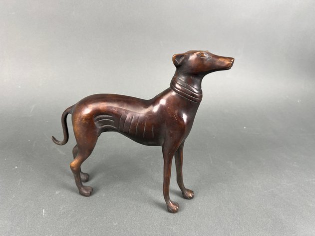 Image for Vintage Cast Metal Greyhound Dog Sculptures