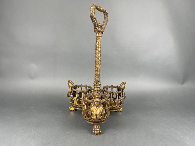 Image for Antique Brass Bottle Caddy