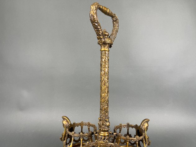Image for Antique Brass Bottle Caddy
