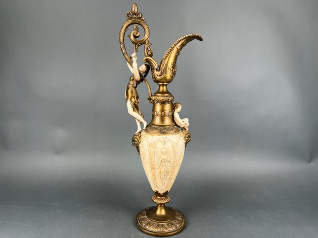 Image for Decorative Ewer With Bronze and Cream Ceramic Bodies
