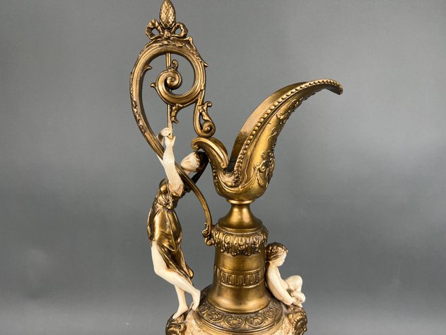Image for Decorative Ewer With Bronze and Cream Ceramic Bodies