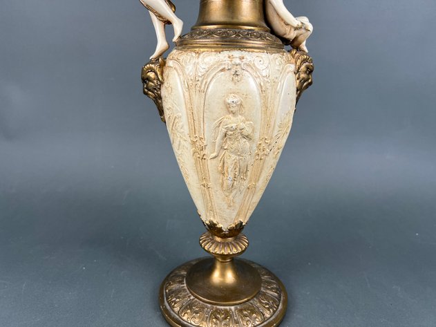 Image for Decorative Ewer With Bronze and Cream Ceramic Bodies