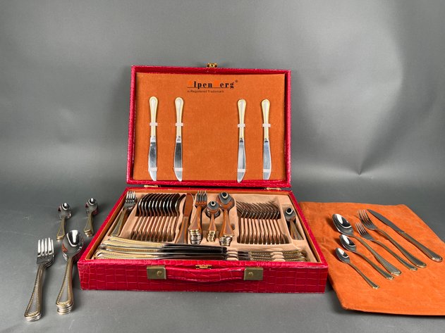 Image for Alpenberg Stainless Flatware Set with Red Textured Storage Case