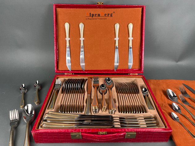 Image for Alpenberg Stainless Flatware Set with Red Textured Storage Case
