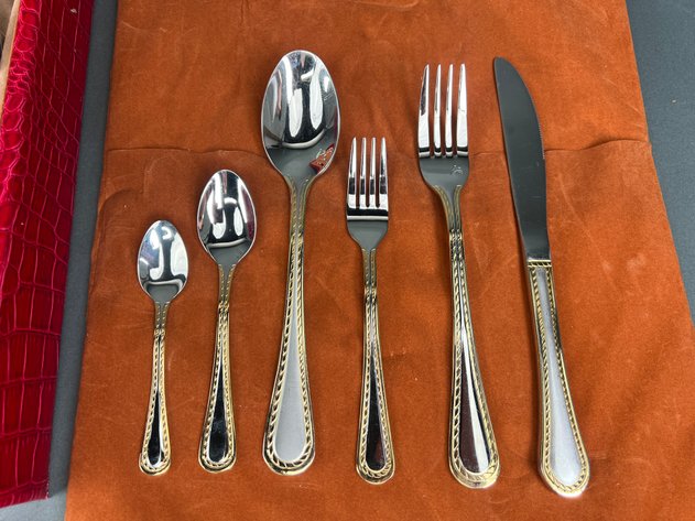 Image for Alpenberg Stainless Flatware Set with Red Textured Storage Case