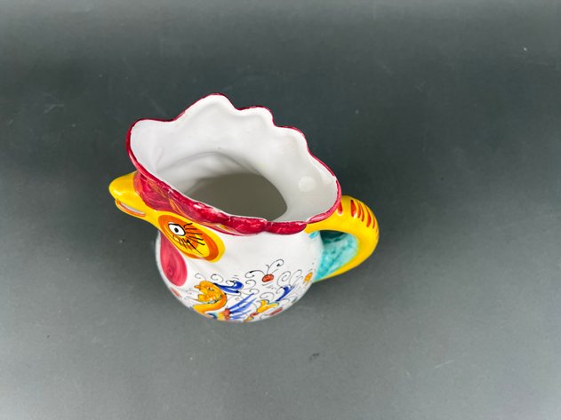 Image for Fiesta Cobalt Blue Relish Dish, Ceramic Rooster Pitcher and Multi Colored Collins Glasses