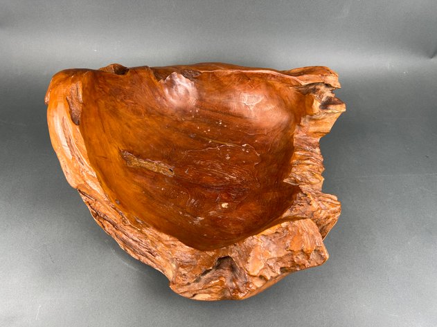 Image for Large Wooden Carved Teak Bowl