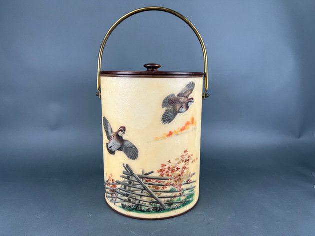 Image for Bacova Guild Vintage Ice Bucket (Signed By Artist), Art of Mixing Drinks Book, Bottle Opener and Assorted Barware Glasses