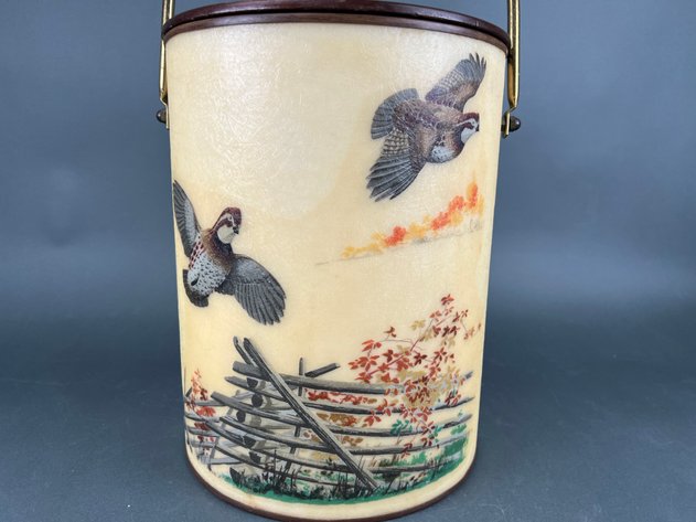 Image for Bacova Guild Vintage Ice Bucket (Signed By Artist), Art of Mixing Drinks Book, Bottle Opener and Assorted Barware Glasses