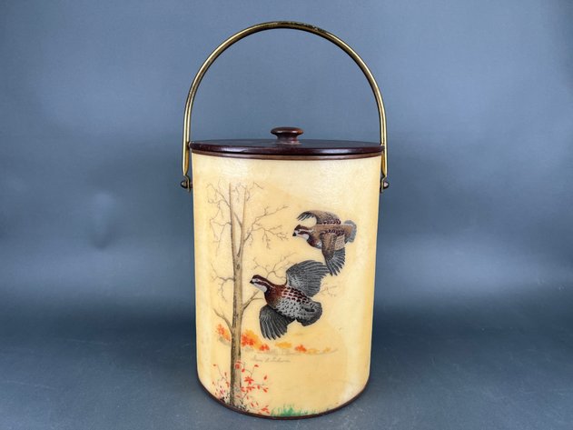 Image for Bacova Guild Vintage Ice Bucket (Signed By Artist), Art of Mixing Drinks Book, Bottle Opener and Assorted Barware Glasses