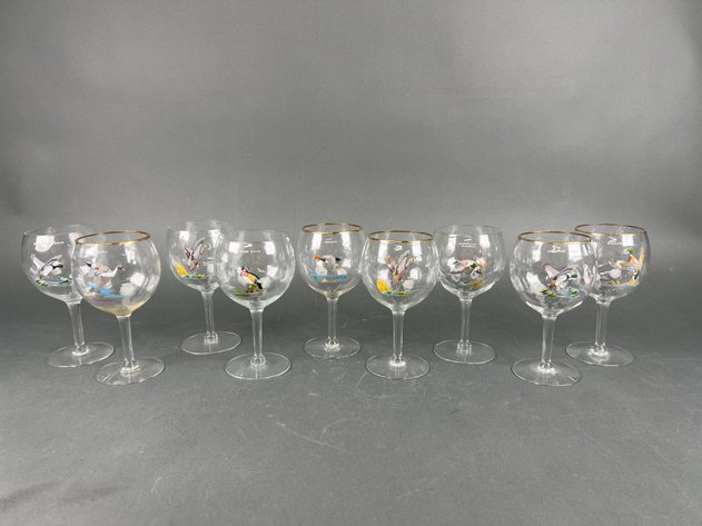 Image for Ned Smith West Virginia Waterfowl Glasses with Hand Painted Scenes