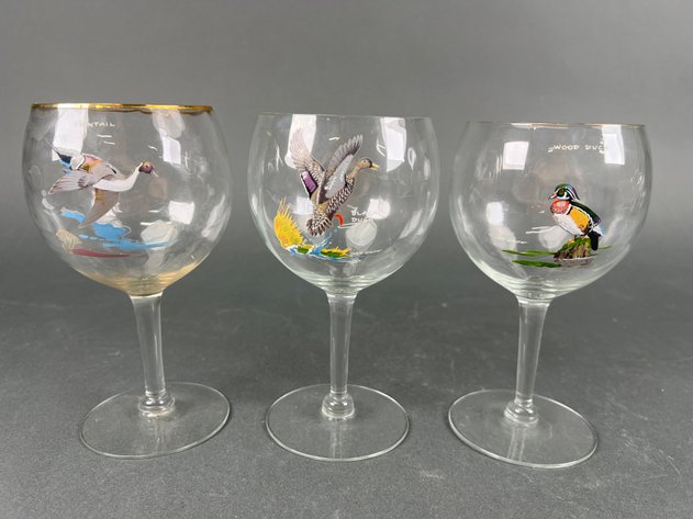 Image for Ned Smith West Virginia Waterfowl Glasses with Hand Painted Scenes