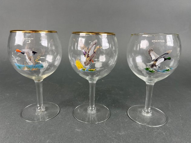 Image for Ned Smith West Virginia Waterfowl Glasses with Hand Painted Scenes