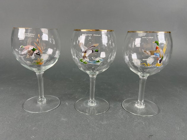 Image for Ned Smith West Virginia Waterfowl Glasses with Hand Painted Scenes