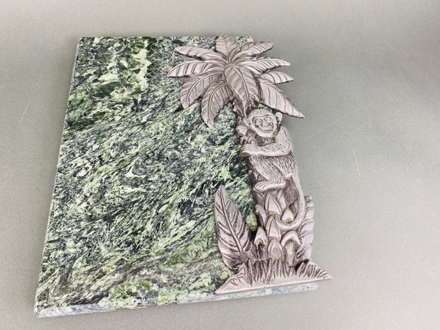Image for (2) Vintage Green Marble Cheese Boards