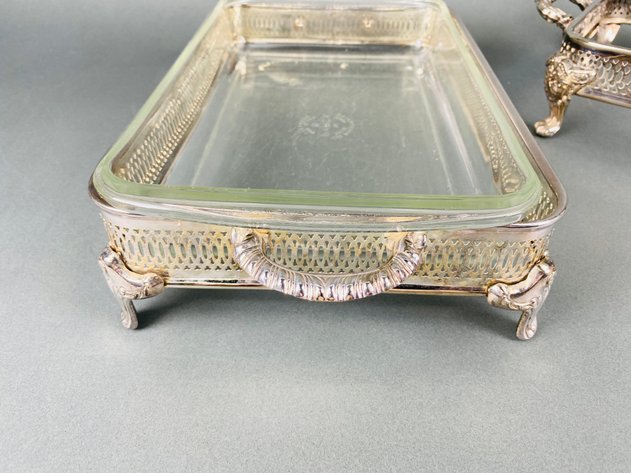 Image for (2) Silver Plated Casserole Dishes with (1) Pyrex Insert