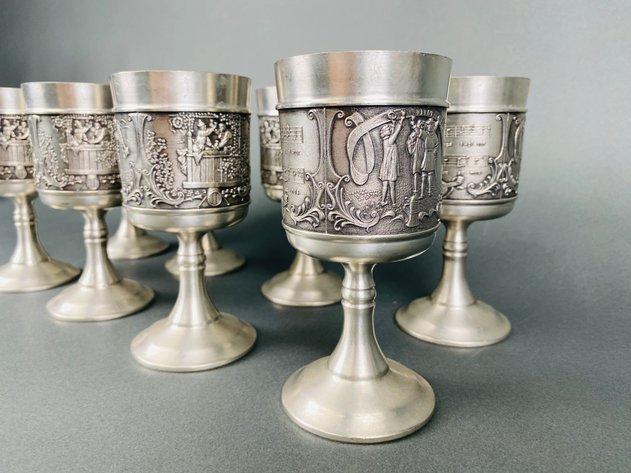 Image for Set of (8) Grenningloh Pewter Goblets