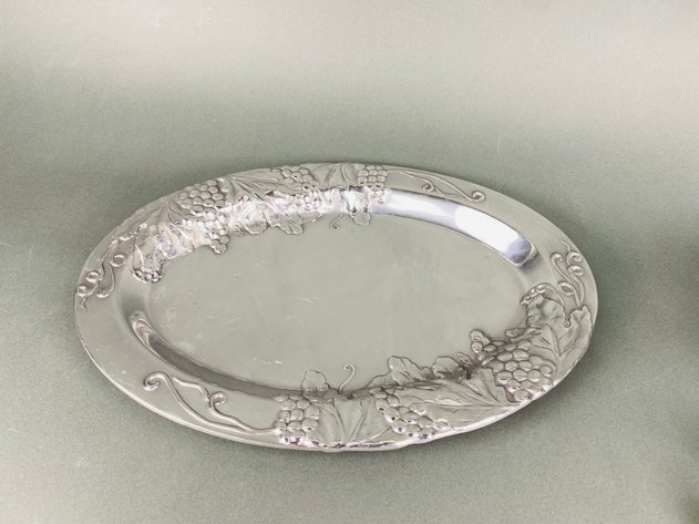 Image for Arthur Court Grape Serving Bowl with Matching Napkin Rings and Wilton Armetale Grape Serving Platter