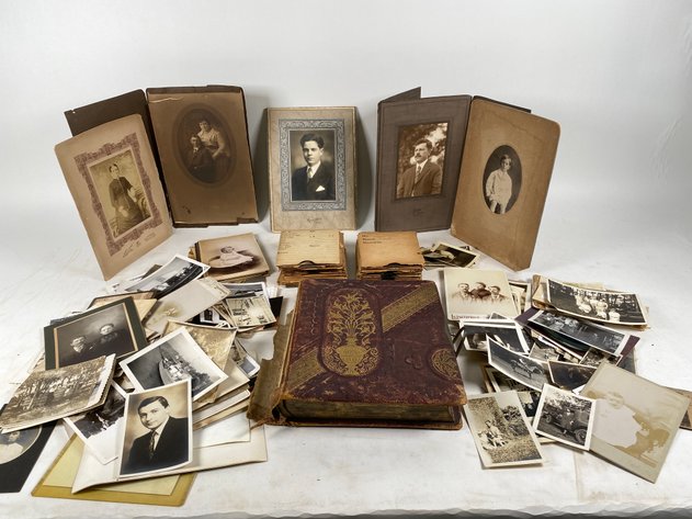 Image for Assortment of Vintage and Antique Photos, Glass Negatives, and Antique Picture Album