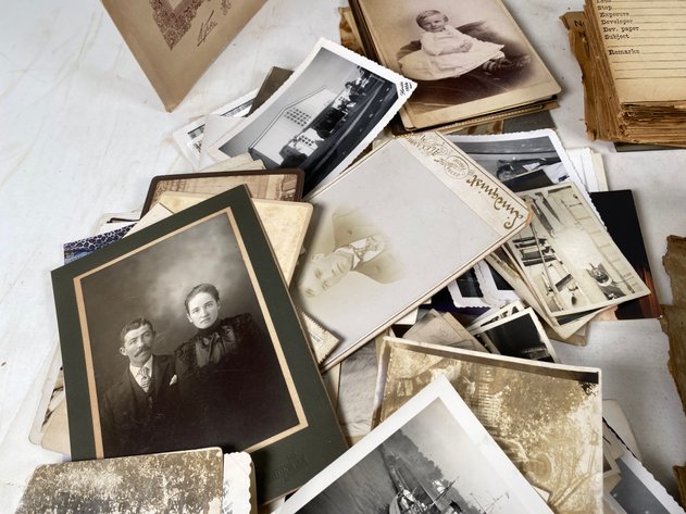 Image for Assortment of Vintage and Antique Photos, Glass Negatives, and Antique Picture Album