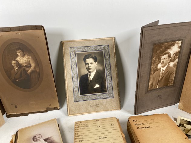Image for Assortment of Vintage and Antique Photos, Glass Negatives, and Antique Picture Album