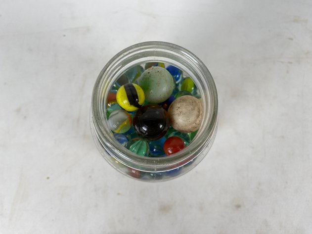 Image for Vintage Atlas Mason Jar Full of Vintage and Antique Marbles