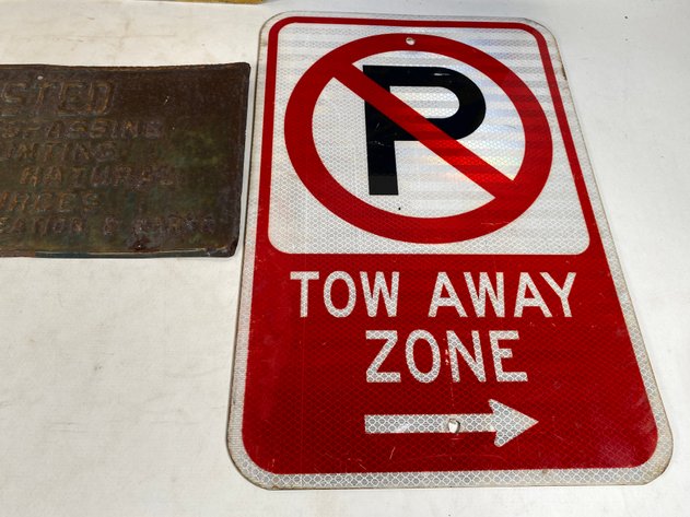 Image for Assortment of (6) Vintage Parking, Trespassing and Road Signs