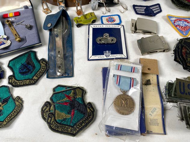 Image for Replogle Stereo Relief Globe and an Assortment of US Military Patches, Metals and Pins
