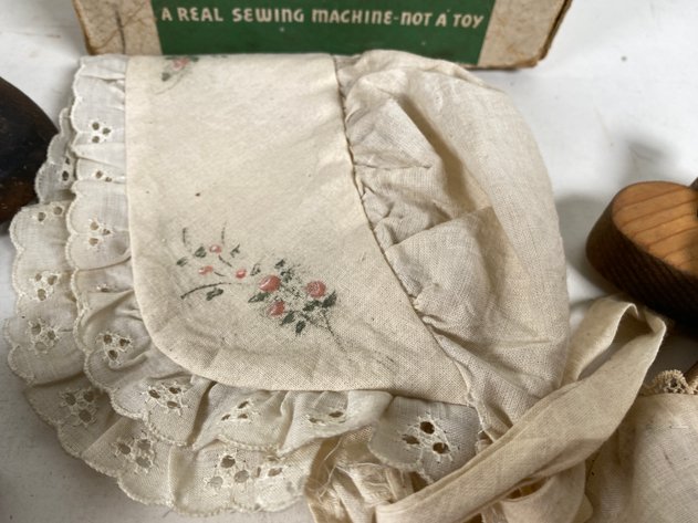 Image for Antique Collectibles Including Antique Baby Gown and Bonnett, Vintage Singer Sewing Machine, Antique Jewelry and Purses and More!