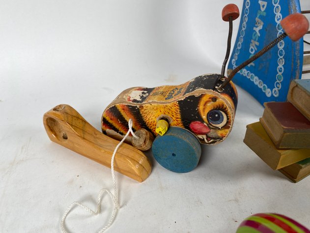 Image for Vintage Children's Toys , Including Base Ball Bat Made by Sears Wooden Playskool Toy, and or More!