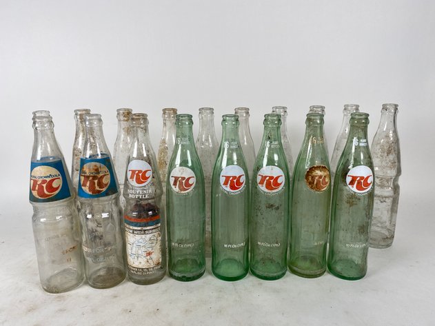 Image for (18) Vintage Royal Crown Glass Soda Bottles