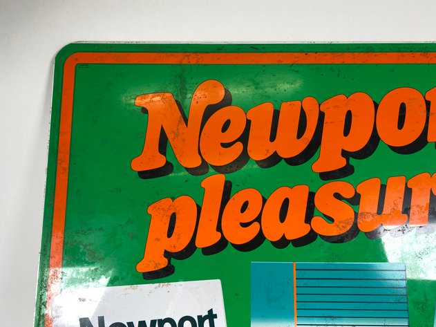 Image for Vintage Metal Newport Pleasure Tobacco Double Sided Advertising Curb Sign