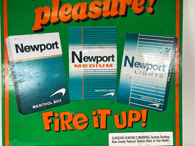 Image for Vintage Metal Newport Pleasure Tobacco Double Sided Advertising Curb Sign
