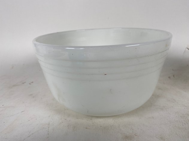 Image for (3) Milk Glass Casserole Dishes and Mixing Bowls, Including Anchor Hocking, Pyrex and Sunbeam