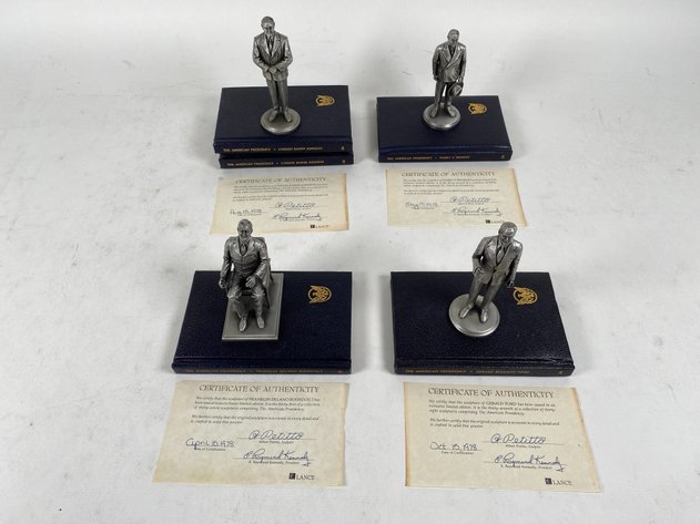 Image for (4) Lance Fine Pewter Presidential Petitto Figurines, with Books and Certificate of Authenticities