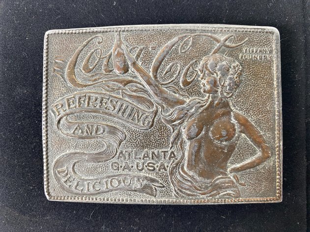 Image for (2) Vintage Metal Belt Buckles, Including Coca Cola and Smith and Wesson Brand Advertising