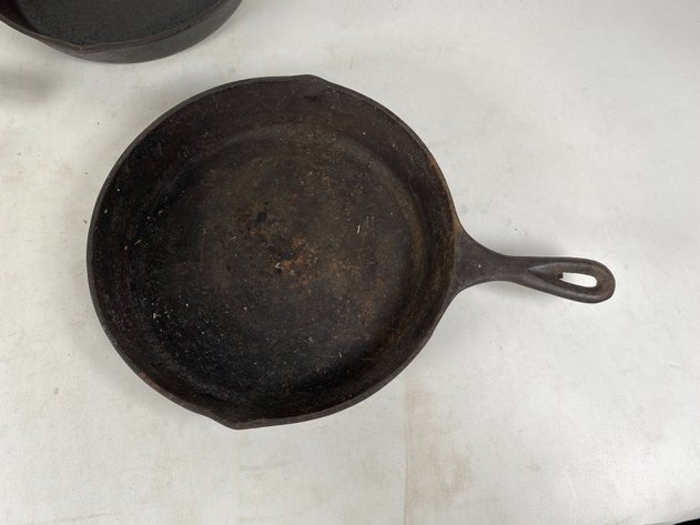 Image for (4) Lodge Cast Iron Frying Pans, Some Not Marked, Various Sizes