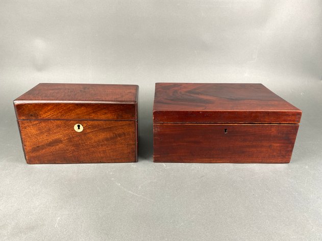 Image for (2) Stained Wooden Keepsake Boxes