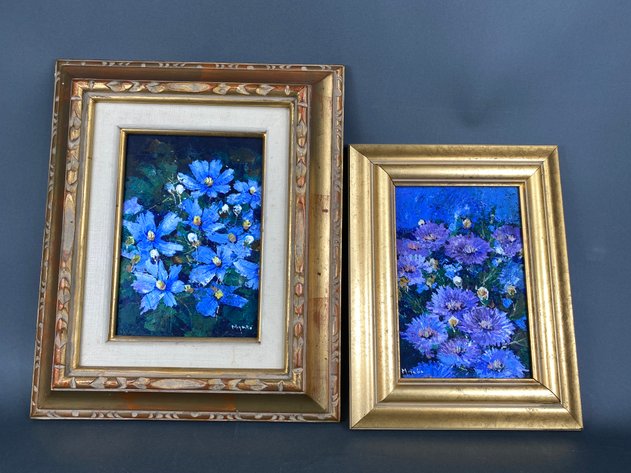 Image for Pair of Original Palette Knife Oil Paintings Signed by Moyano, Framed 16