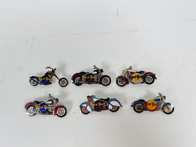 Image for (6) Hard Rock Café Collector Motorcycle Pins