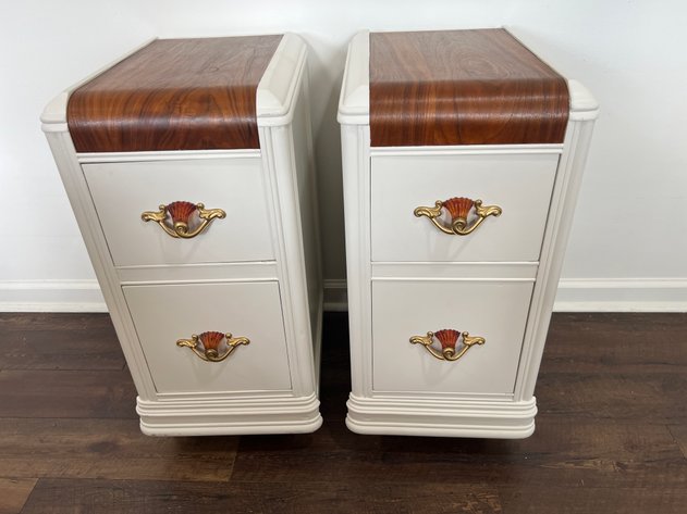 Image for Pair of Art Deco Vintage Waterfall Nightstands/End  Tables