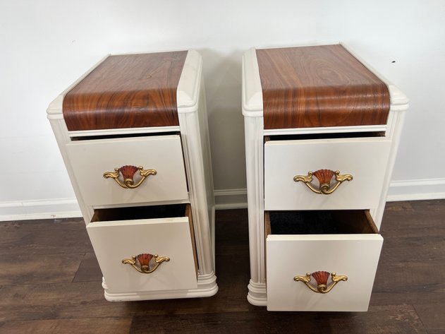 Image for Pair of Art Deco Vintage Waterfall Nightstands/End  Tables