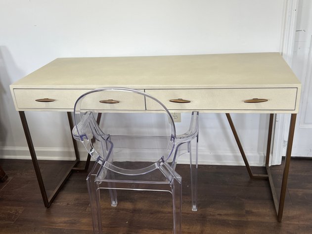 Image for Four Hands Bentley Shagreen Desk with Clear Lucite Chair